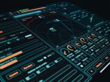 A close up of a control panel in a dark room