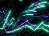 Abstract neon lines forming a digital landscape