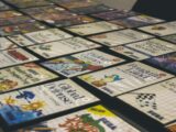 Many retro sega master system game cartridges displayed