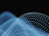Abstract blue waves of glowing particles